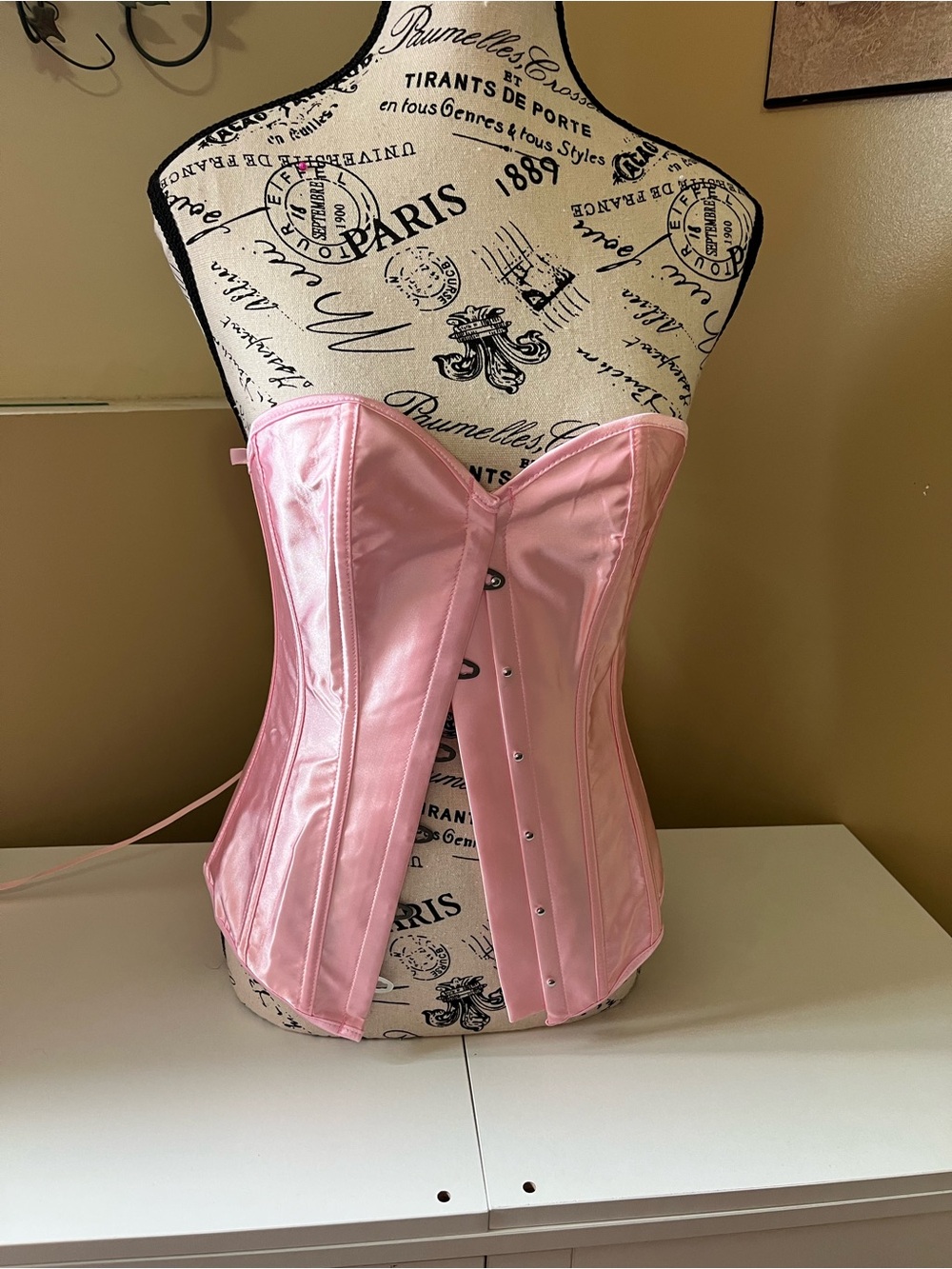 Satin Pink Strapless Corset Bustier